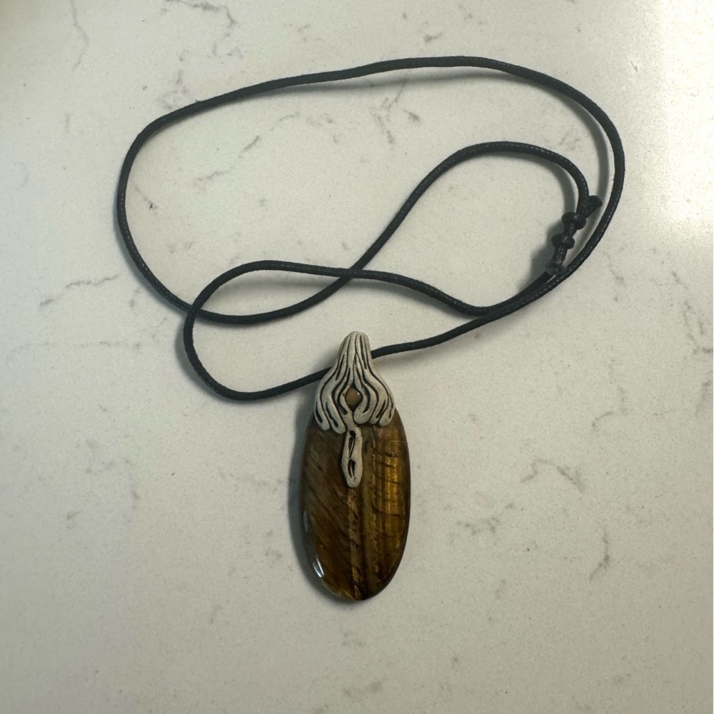 Tiger Eye Adult‎ Colored Stone Necklace Casual Boho 13" Grunge Festival Gypsy